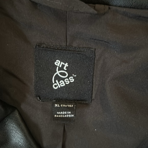 Girl’s Leather Jacket, Size 14-16, Black - Picture 5 of 6